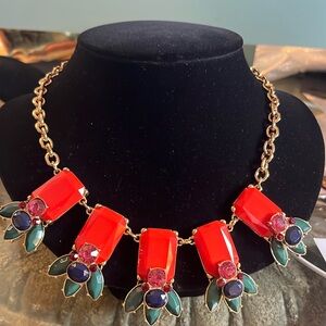 #0157. Talbots Vibrant Red and Gold Necklace